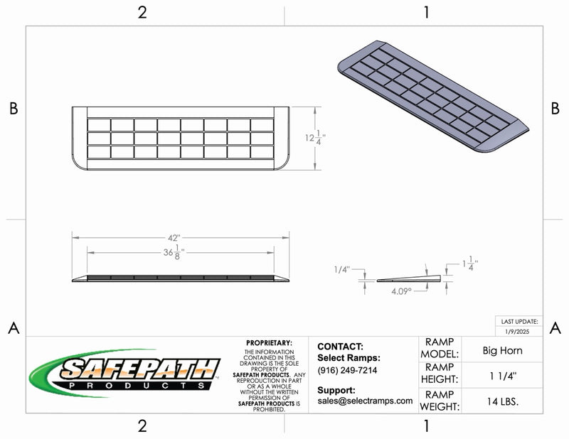 SafePath BigHorn Recycled Composite Threshold Ramp | 1-1/4 in Rise - ADA Compliant