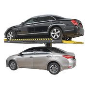 Amgo SPL-7 7,000lbs Capacity Single Post Parking Lift Side View with one car at the top and one car under