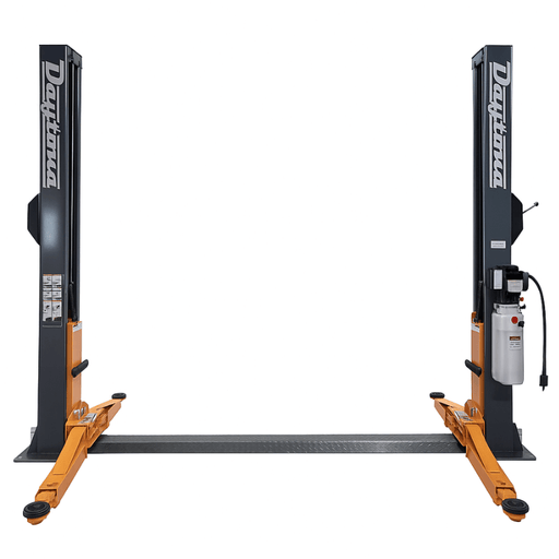 Daytona LTPF12 12,000 lb 2-Post Floorplate Lift – Heavy-Duty Vehicle Hoist Front View