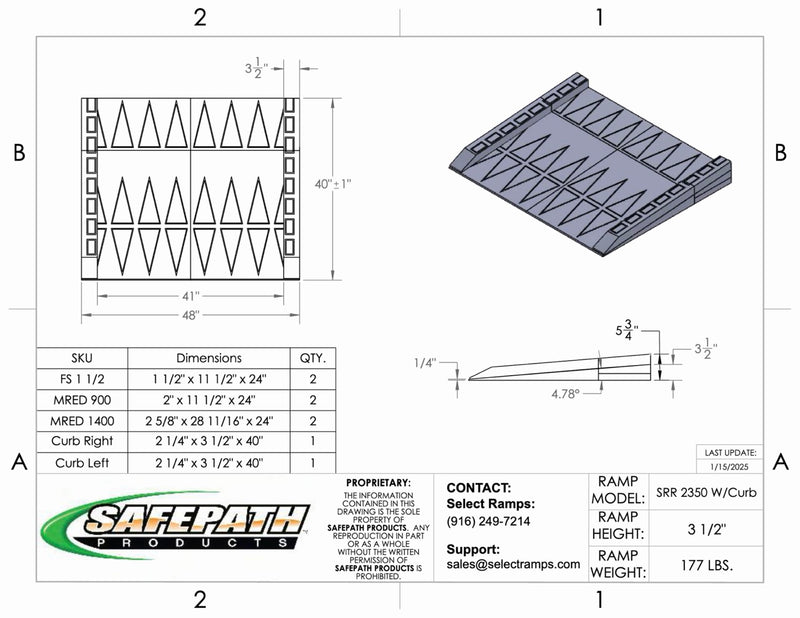SafePath SafeResidential Rubber Threshold Ramp- ADA Compliant