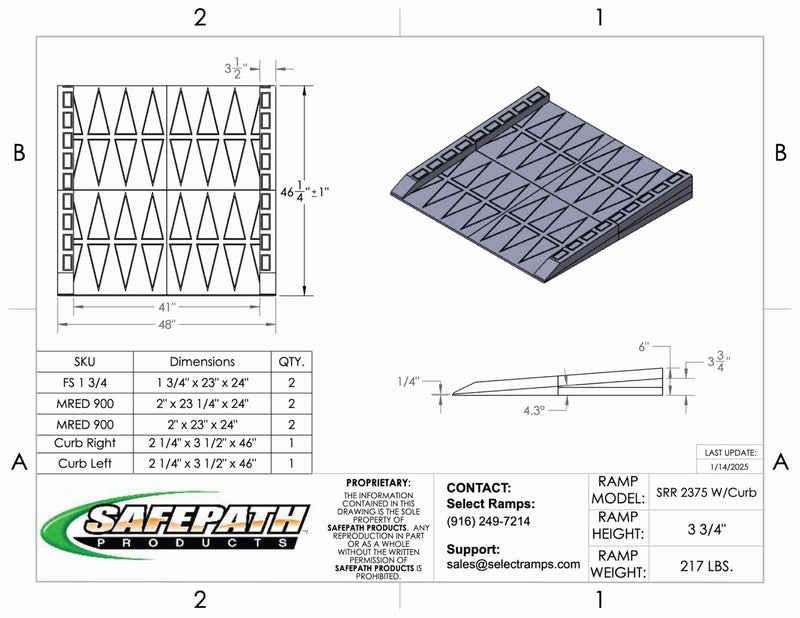 SafePath SafeResidential Rubber Threshold Ramp- ADA Compliant
