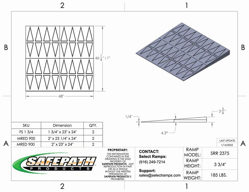 SafePath SafeResidential Rubber Threshold Ramp- ADA Compliant