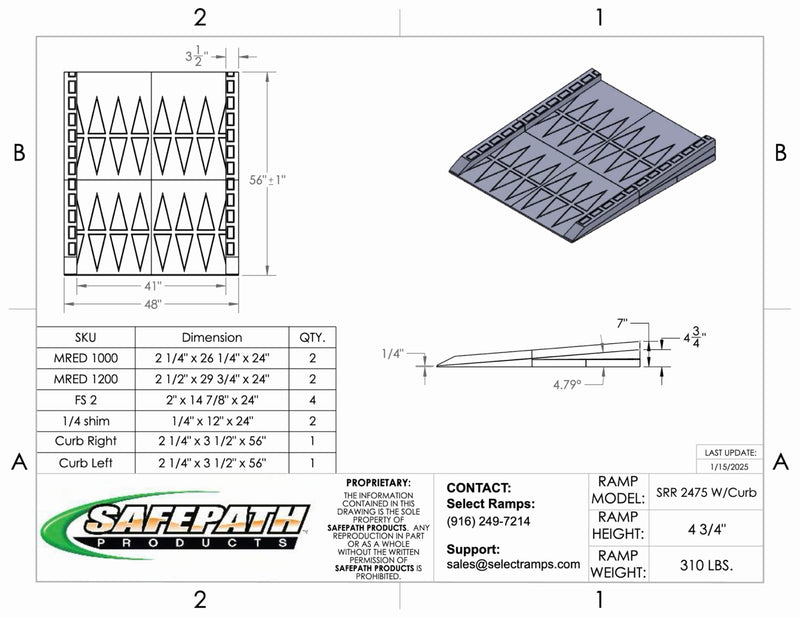 SafePath SafeResidential Rubber Threshold Ramp- ADA Compliant