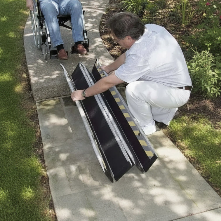 DECPAC Multipurpose Folding Fiberglass Wheelchair Ramp | Portable Lightweight | 660 lb Capacity | MP44 / MP55 / MP66