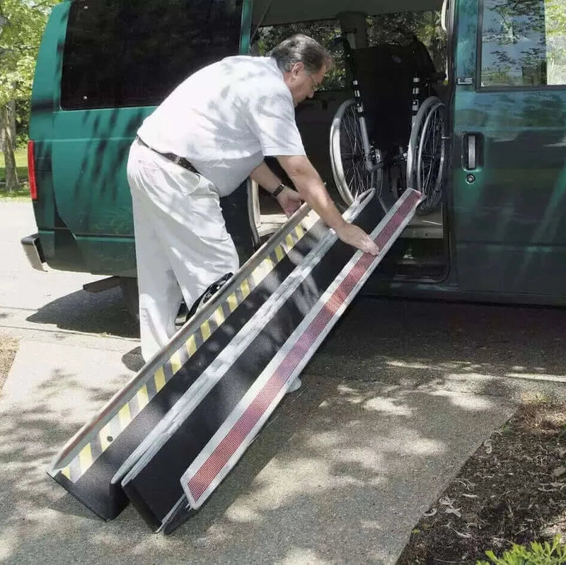 DECPAC Multipurpose Folding Fiberglass Wheelchair Ramp with Edge Barrier | Portable | 660 lb Capacity | MPEB44 / MPEB55 / MPEB66