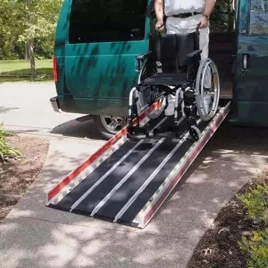DECPAC Multipurpose Folding Fiberglass Wheelchair Ramp with Edge Barrier | Portable | 660 lb Capacity | MPEB44 / MPEB55 / MPEB66