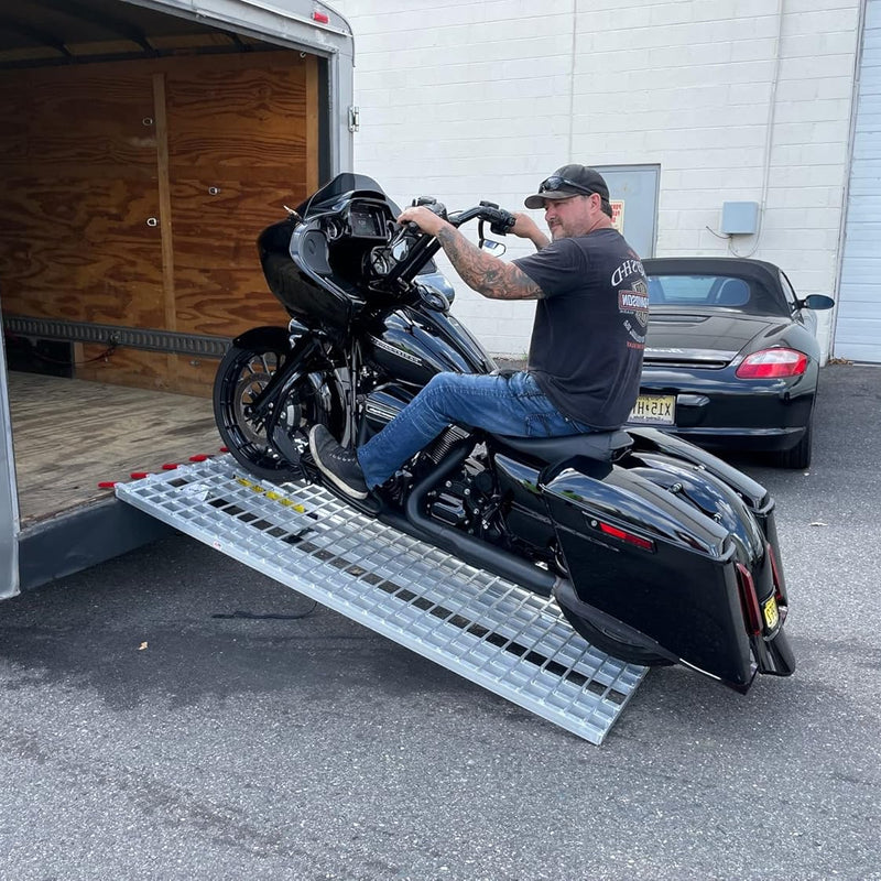 Five Star Bi-Fold Aluminum Motorcycle Ramp | Double Tread Rod Loading Ramp