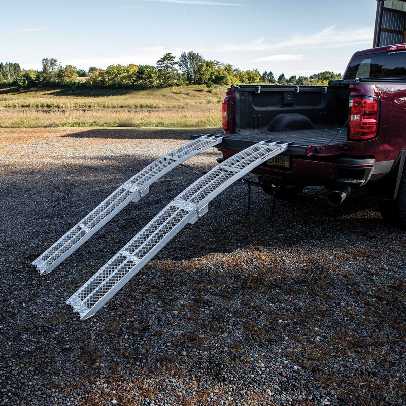 Yutrax Folding Arched Golf Cart Loading Ramps | 89 in x 12-1/2 in | 1,500 lb Capacity | Mesh Deck | Pair