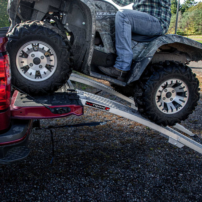 Yutrax Folding Arched Golf Cart Loading Ramps | 89 in x 12-1/2 in | 1,500 lb Capacity | Mesh Deck | Pair