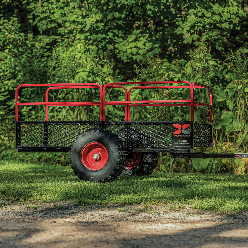 Yutrax HC1500 ATV Utility Trailer | 1,500 lb | 22 cu ft | 88 in x 50 in | Steel | Removable Rails