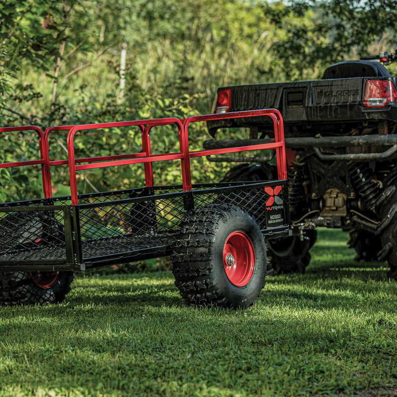 Yutrax HC1500 ATV Utility Trailer | 1,500 lb | 22 cu ft | 88 in x 50 in | Steel | Removable Rails