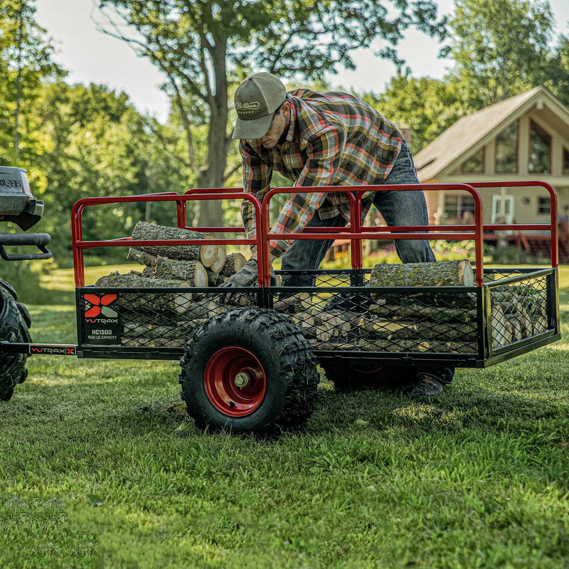 Yutrax HC1500 ATV Utility Trailer | 1,500 lb | 22 cu ft | 88 in x 50 in | Steel | Removable Rails