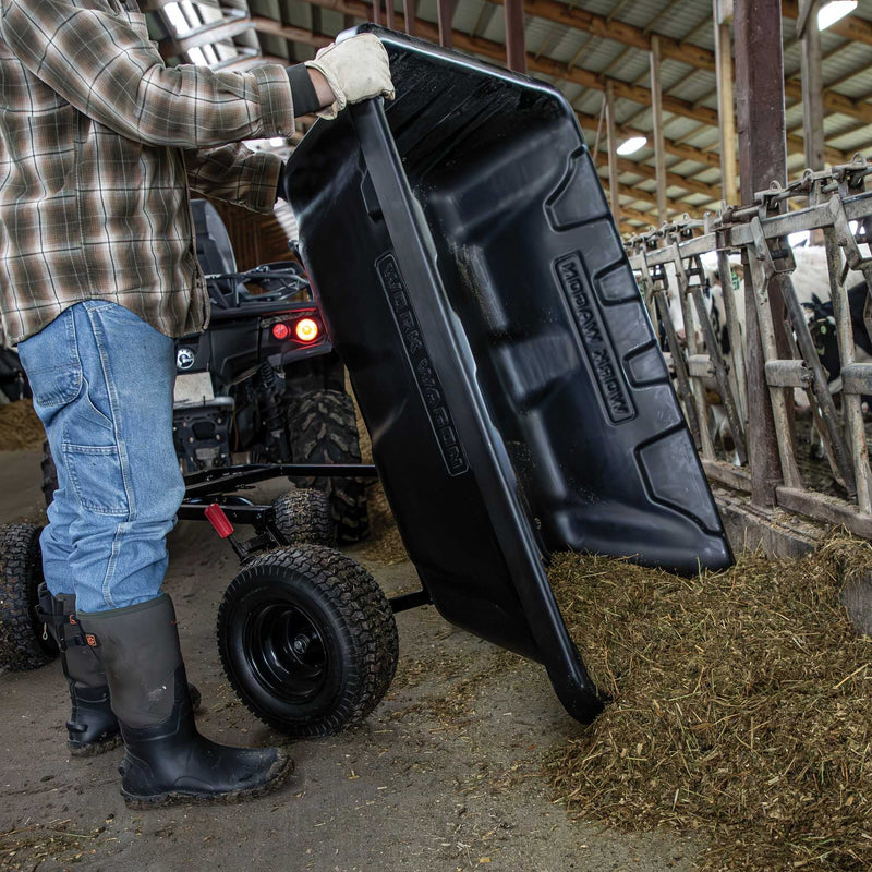 Yutrax Work Wagon Tow Behind Dump Cart | 1,800 lb | 16 cu ft | Poly Tub | Steel Frame
