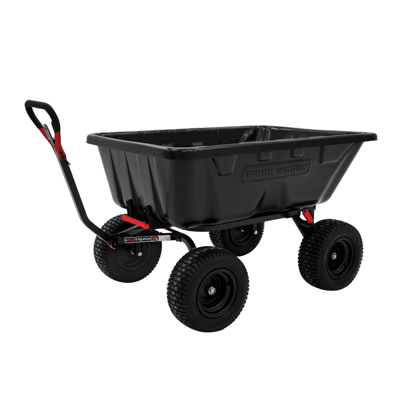 Yutrax Work Wagon Tow Behind Dump Cart | 1,800 lb | 16 cu ft | Poly Tub | Steel Frame