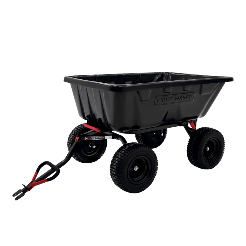 Yutrax Work Wagon Tow Behind Dump Cart | 1,800 lb | 16 cu ft | Poly Tub | Steel Frame