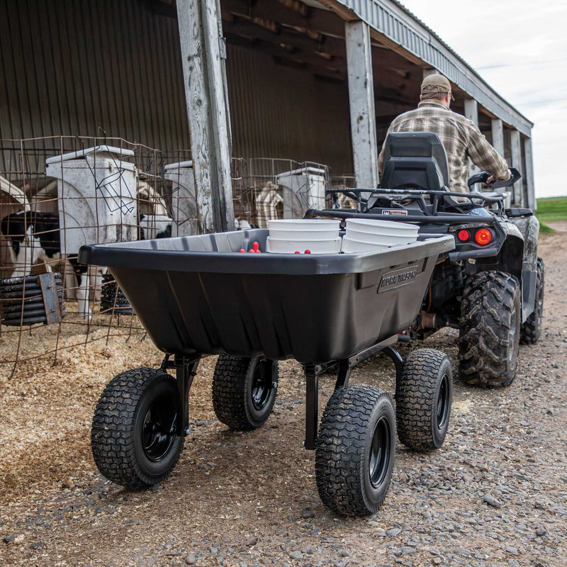 Yutrax Work Wagon Tow Behind Dump Cart | 1,800 lb | 16 cu ft | Poly Tub | Steel Frame