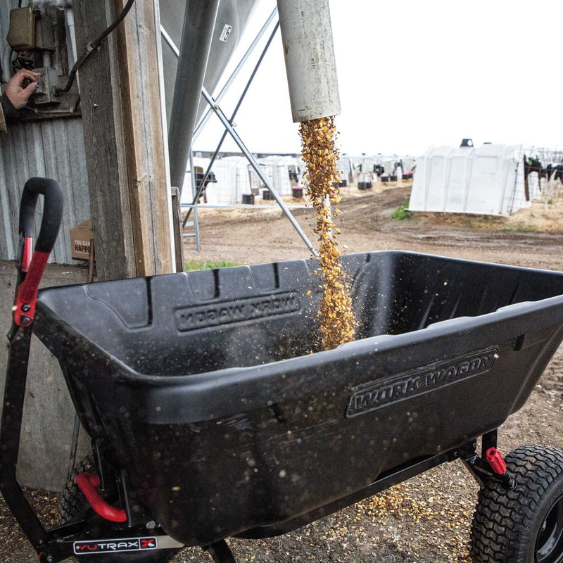 Yutrax Work Wagon Tow Behind Dump Cart | 1,800 lb | 16 cu ft | Poly Tub | Steel Frame