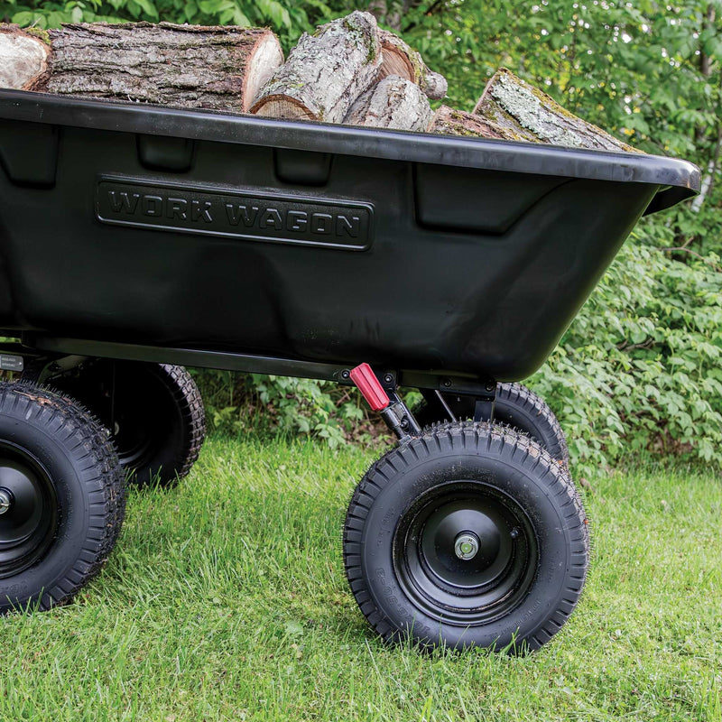 Yutrax Work Wagon Tow Behind Dump Cart | 1,800 lb | 16 cu ft | Poly Tub | Steel Frame