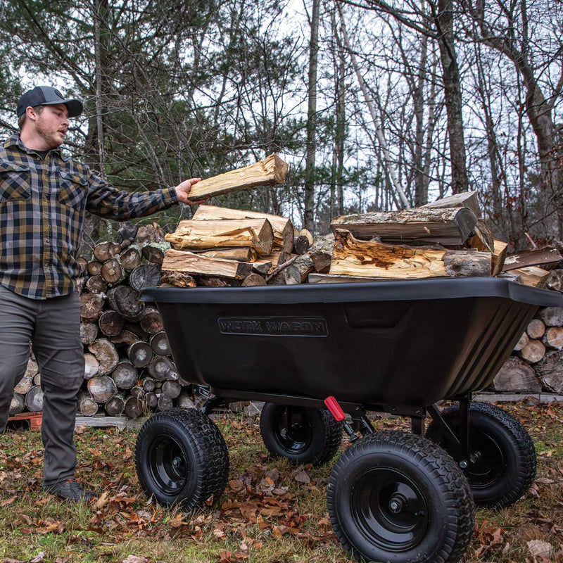 Yutrax Work Wagon Tow Behind Dump Cart | 1,800 lb | 16 cu ft | Poly Tub | Steel Frame