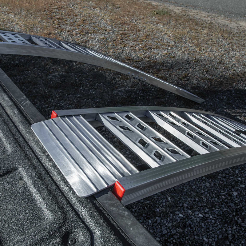 Yutrax Folding Loading Ramps | Arched | 90 in x 12 in | 1,500 lb Capacity | Embossed Rung | Pair