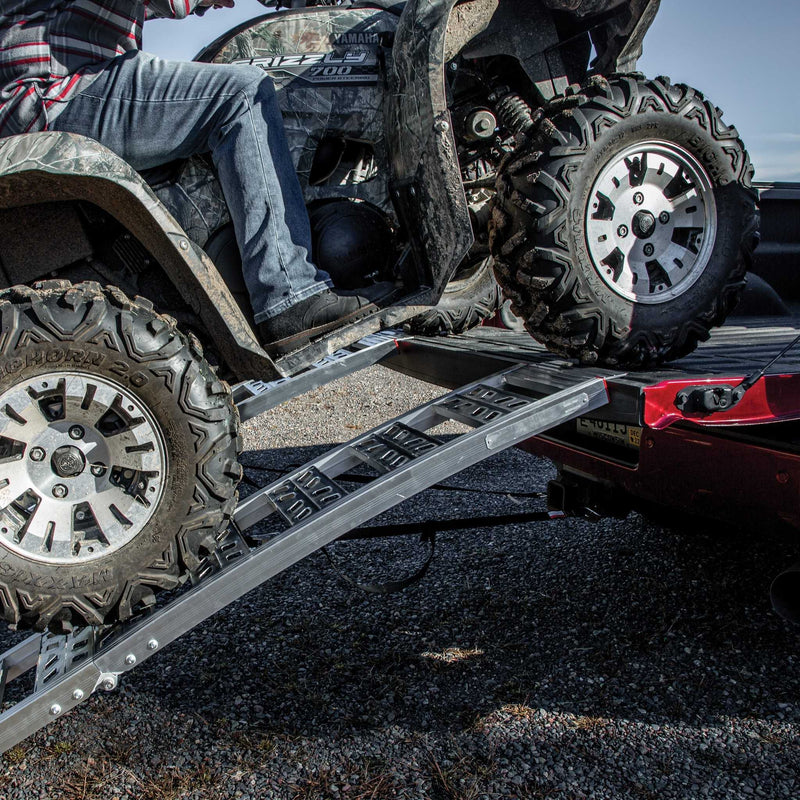Yutrax Folding Loading Ramps | Arched | 90 in x 12 in | 1,500 lb Capacity | Embossed Rung | Pair