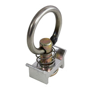 Cargo Equipment Corp L-Track Single Stud Fitting with Round Ring | 1,333 lb WLL Vertical | Stainless Steel Ring | Silver