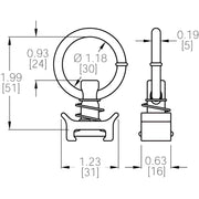Cargo Equipment Corp L-Track Single Stud Fitting with Round Ring | 1,333 lb WLL Vertical | Stainless Steel Ring | Silver