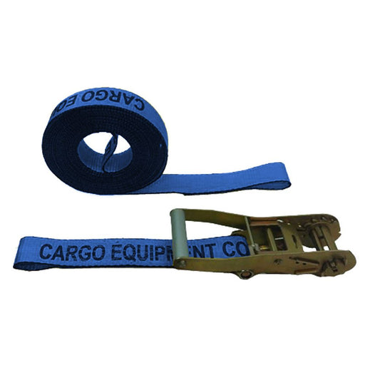 Cargo Equipment Corp 2 in Ratchet Strap with Sewn Loops | 3,333 lb WLL | 8 ft | Blue