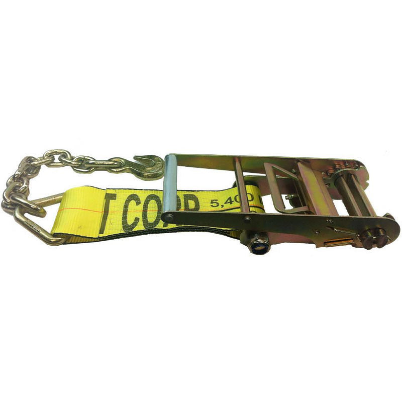 Cargo Equipment Corp 4 in Replacement Ratchet Fixed End with Chain Anchor | 5,400 lb WLL | 12 in | Yellow