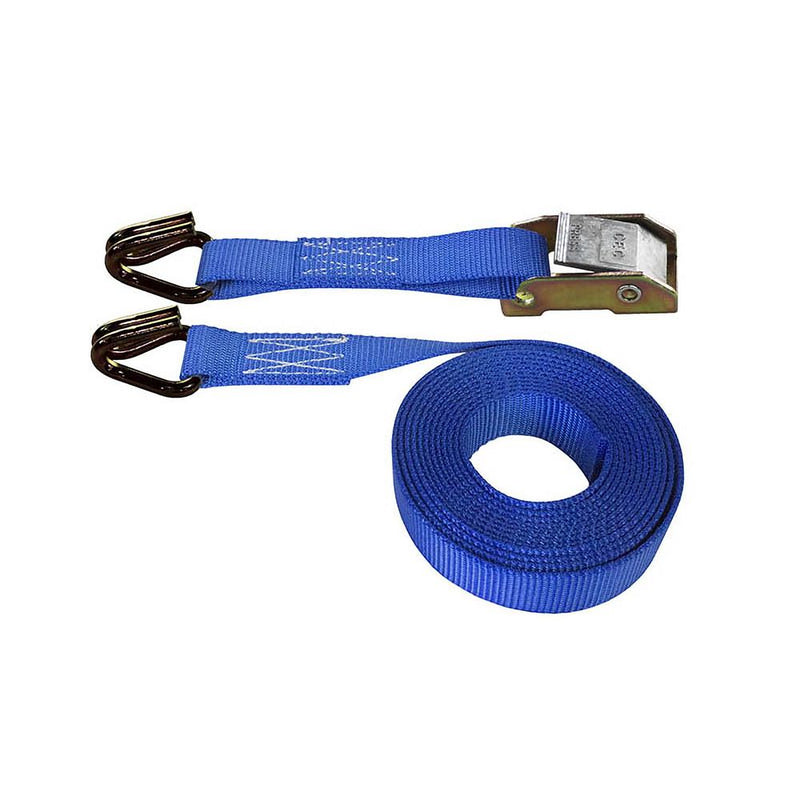 Cargo Equipment Corp 1 in Cam Buckle Strap with Wire Hooks | 400 lb WLL | 8 ft | Blue