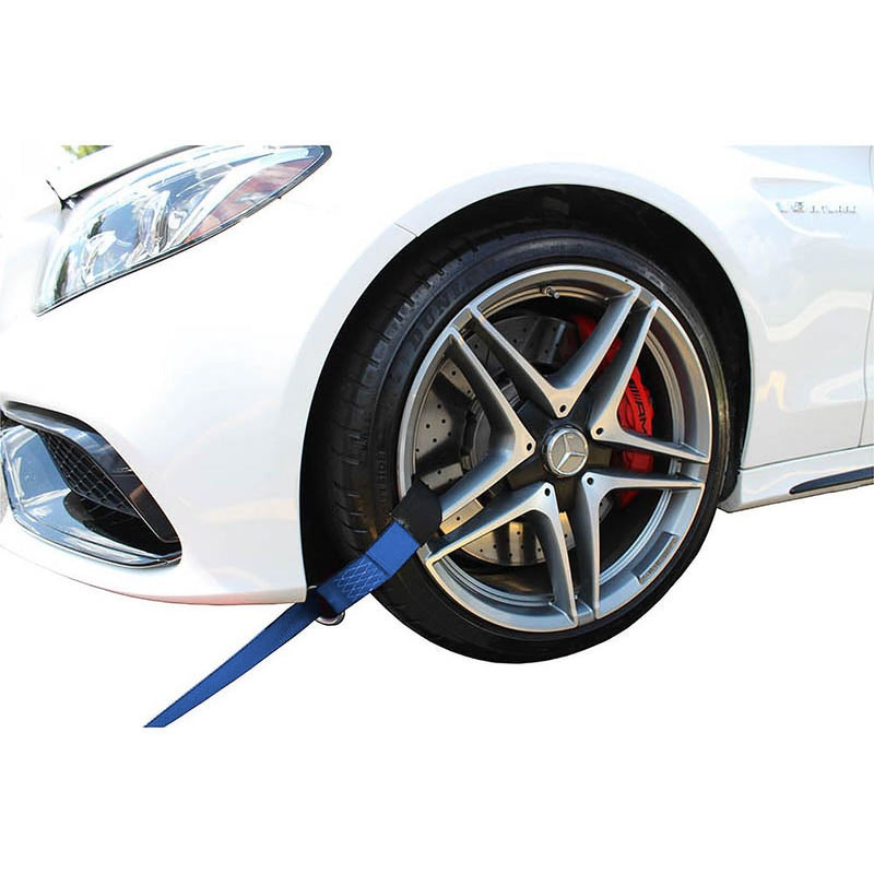 Cargo Equipment Corp 2 in Low-Profile Car Tie-Down Ratchet Straps | 4-Pack | 3,333 lb WLL | 8 ft | Blue