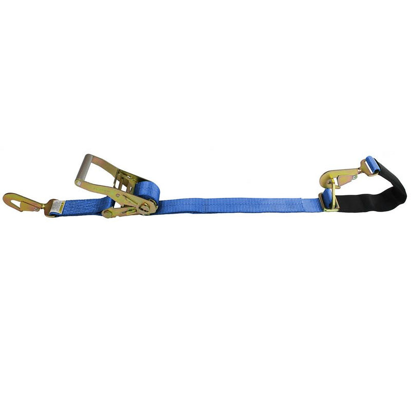 Cargo Equipment Corp 2 in Ratchet Strap with Built-In Axle Strap and Twisted Snap Hooks | 3,333 lb WLL | 6 ft | Blue