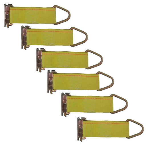 Cargo Equipment Corp E-Track Tie-Off Strap with D-Ring | 6-Pack | 1,666 lb WLL | 6 in | Yellow