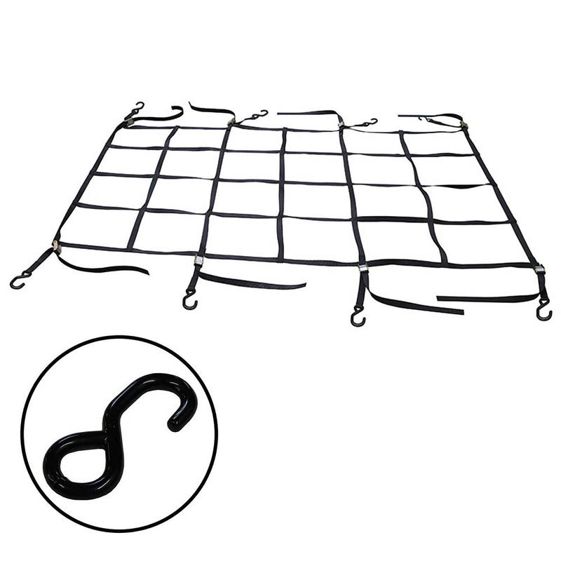 Cargo Equipment Corp Truck Bed Cargo Net with Cam Buckles and Vinyl-Coated S-Hooks | 80 in x 60 in | 400 lb WLL | Black