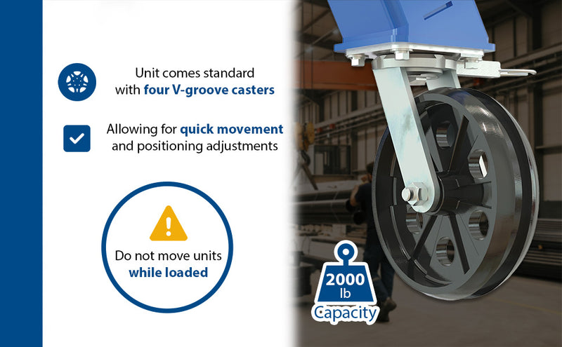 Vestil Adjustable Steel Gantry Cranes with V-Groove Casters